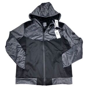 SOBK Full Zip Hoodie Mens Medium Faux Fur Lined Charcoal Black Tech Style